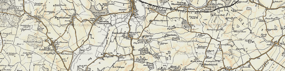 Old map of Petsoe End in 1898-1901