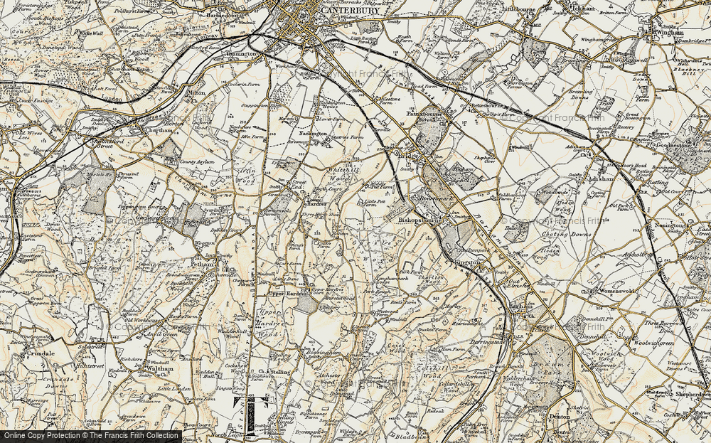 Old Map of Pett Bottom, 1898-1899 in 1898-1899