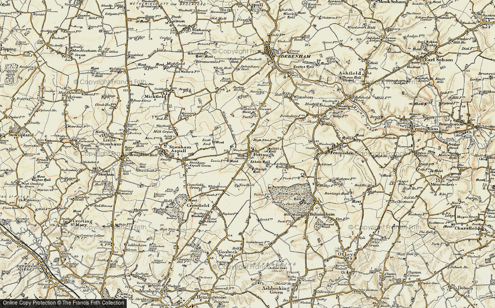 Old Map of Pettaugh, 1898-1901 in 1898-1901