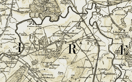Old map of Pettinain in 1904-1905