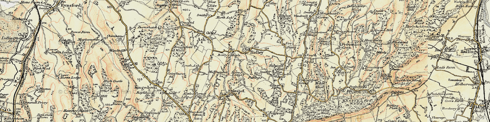 Old map of Pettings in 1897-1898