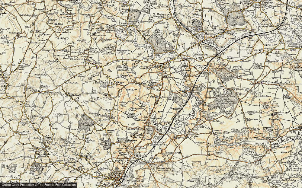 Old Map of Pettistree, 1898-1901 in 1898-1901