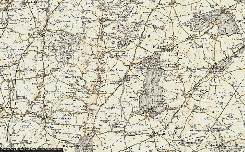 Old Map of Historic Map covering Bodkin Wood in 1898-1899