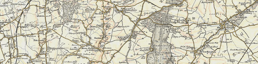 Old map of Bodkin Hazel Wood in 1898-1899