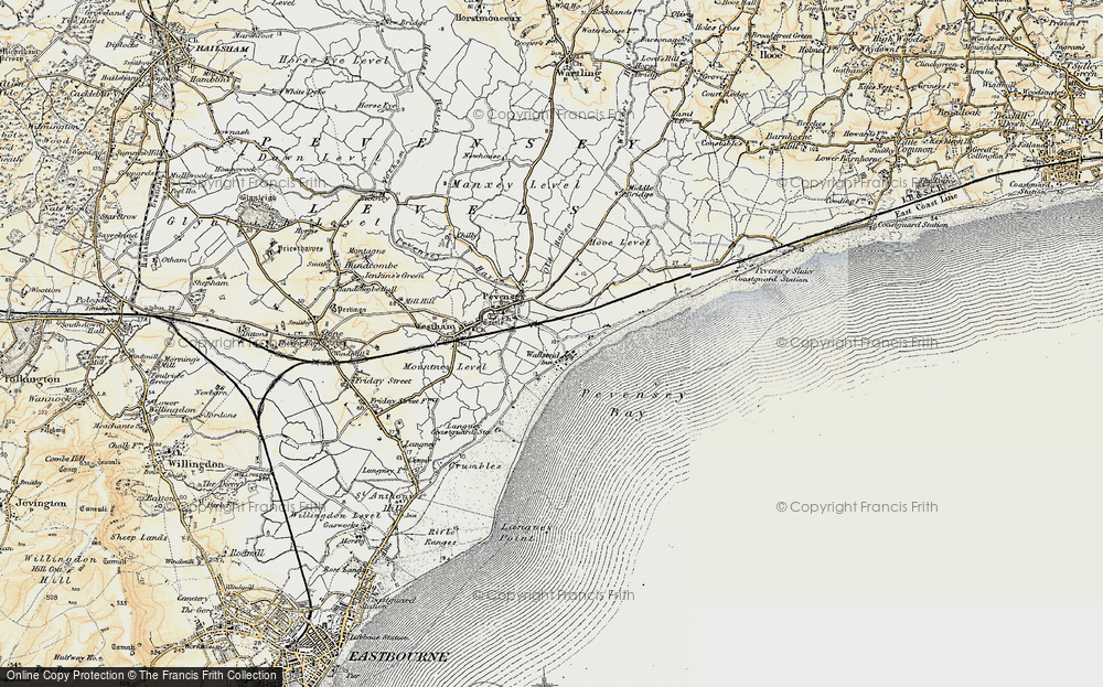 Old Map of Pevensey Bay, 1898 in 1898