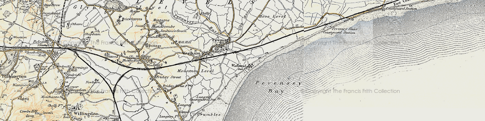 Old map of Pevensey Bay in 1898
