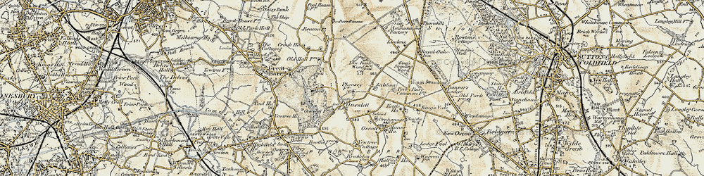 Old map of Pheasey in 1902