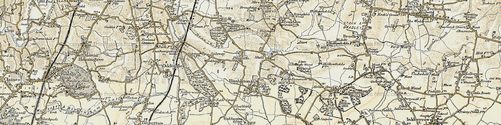 Old map of Phepson in 1899-1902