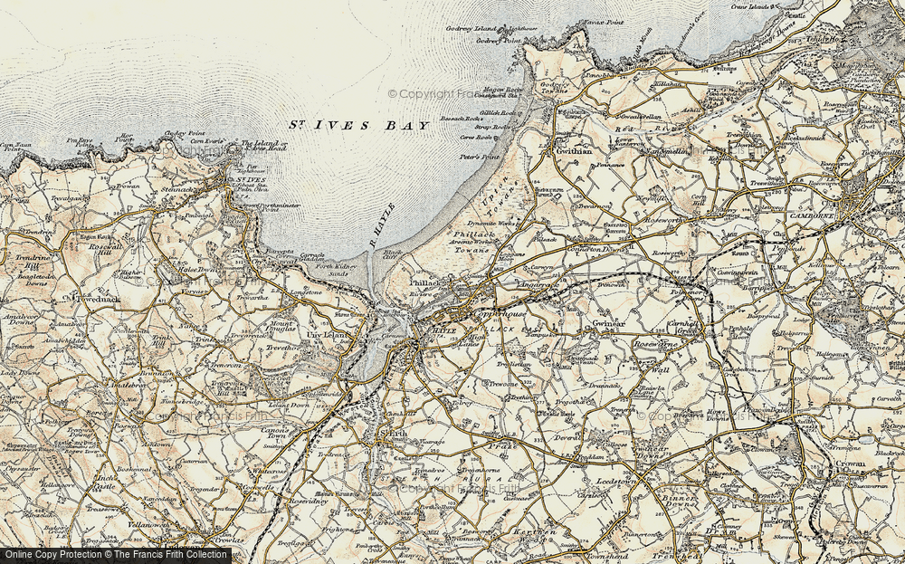 Old Map of Phillack, 1900 in 1900