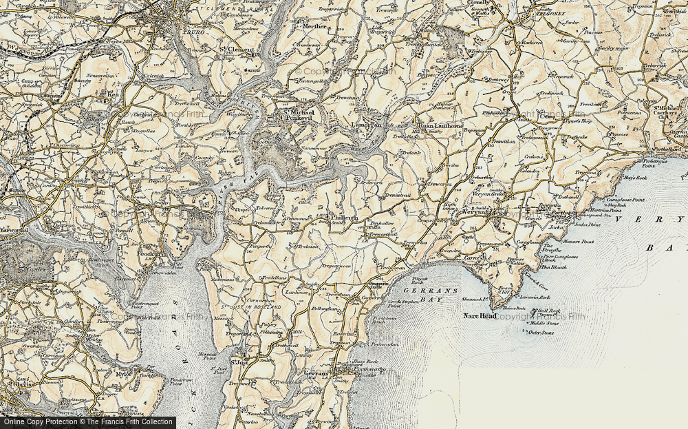 Old Map of Historic Map covering Ardevora in 1900