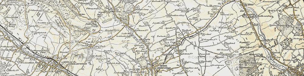 Old map of Piccotts End in 1898