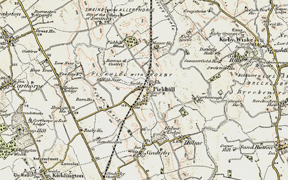 Old map of Pickhill in 1903-1904