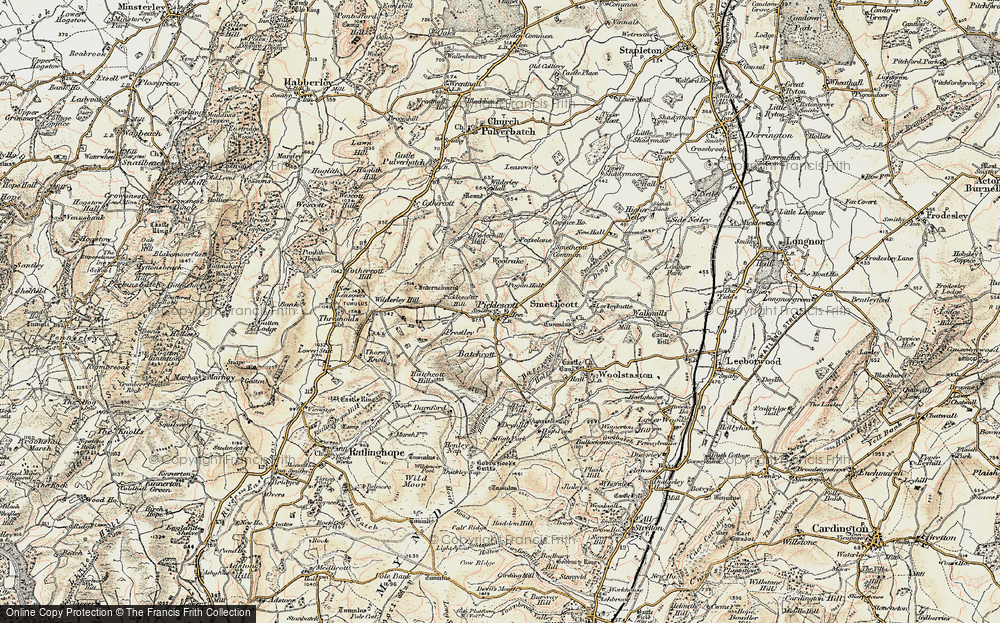 Old Map of Historic Map covering Wilderley Hill in 1902-1903