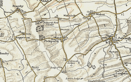 Old map of Pickworth in 1902-1903