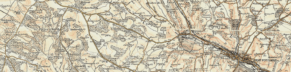 Old map of Piddington in 1897-1898