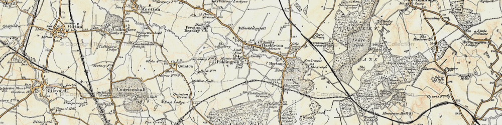 Old map of Piddington in 1898-1901