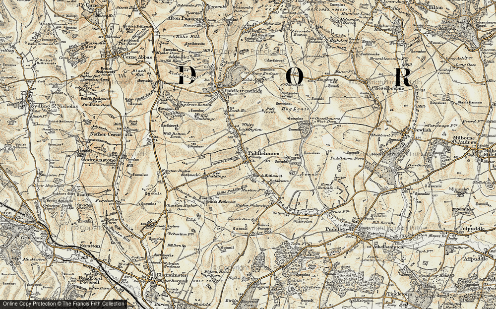 Old Map of Historic Map covering Higher Waterston in 1897-1909