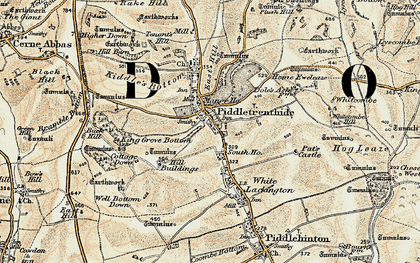 Old map of Piddletrenthide in 1899