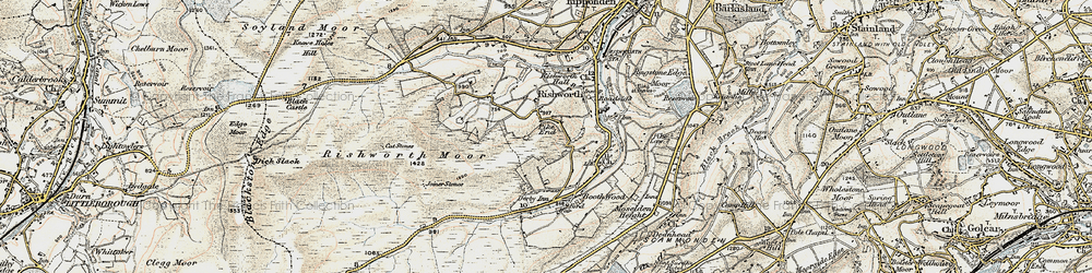 Old map of Booth Wood Resr in 1903