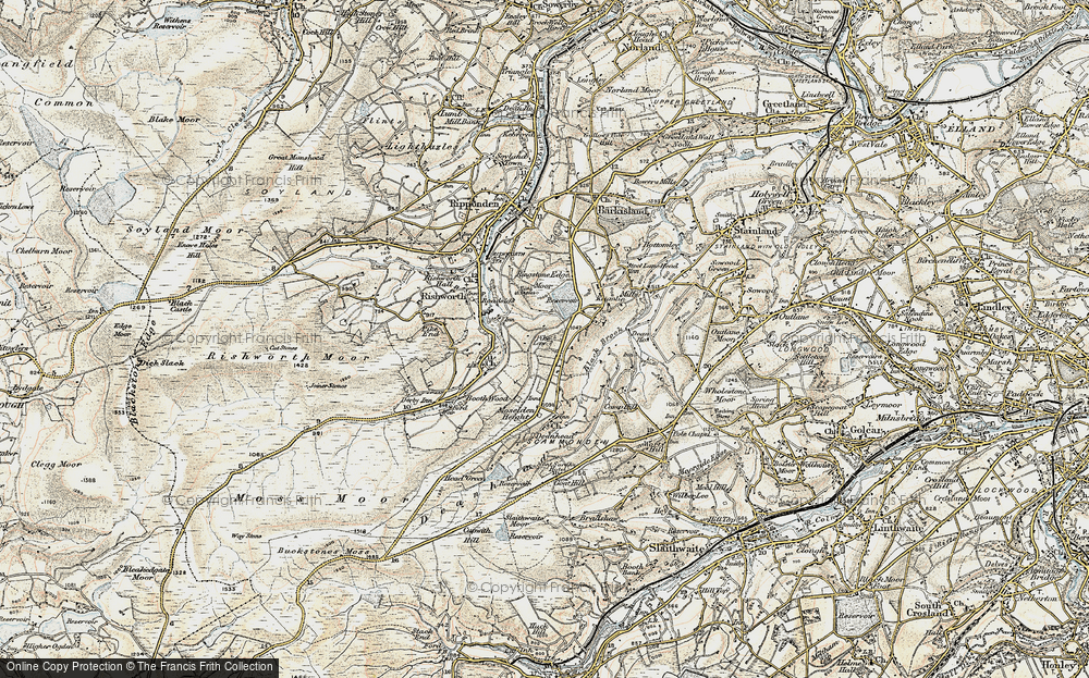 Old Map of Historic Map covering Moselden Height in 1903