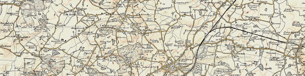 Old map of Pilgrims Hatch in 1898
