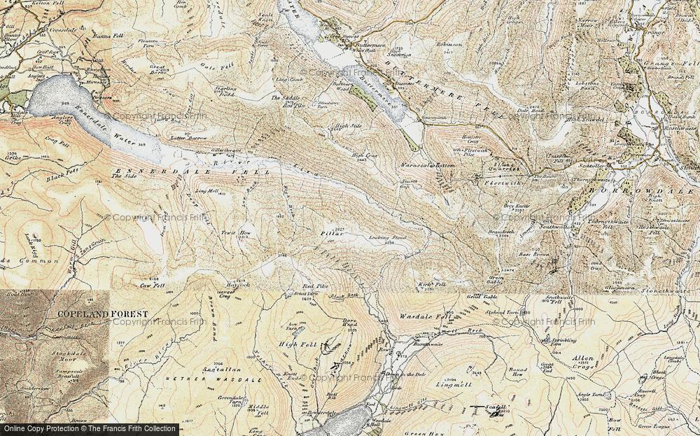 Old Map of Historic Map covering Black Sail Pass in 1903-1904