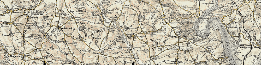 Old map of Pillaton in 1899-1900