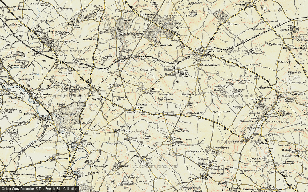 Old Map of Historic Map covering Windmill Hill in 1899-1901