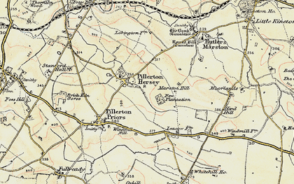 Old map of Pillerton Hersey in 1899-1901