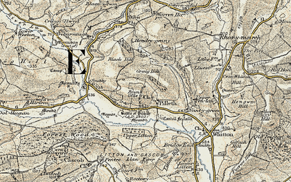 Old map of Pilleth in 1901-1903