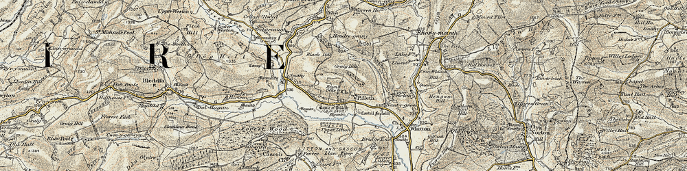 Old map of Pilleth in 1901-1903