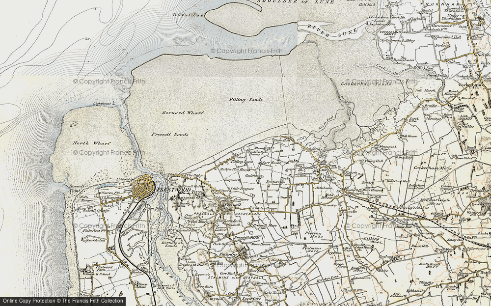 Old Map of Historic Map covering Wyre-Lune Wildfowl Sanctuary in 1903-1904