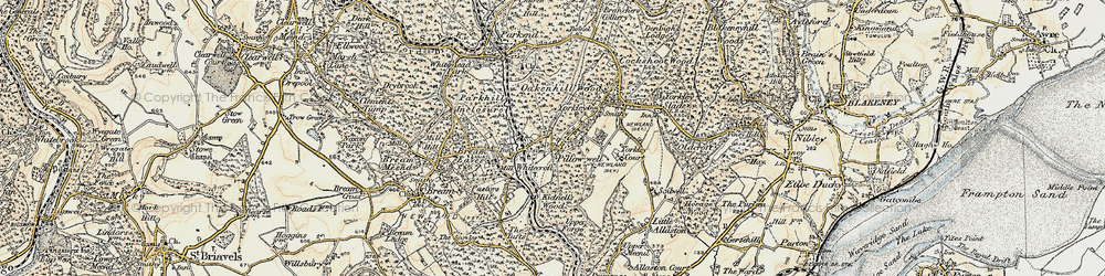 Old map of Pillowell in 1899-1900
