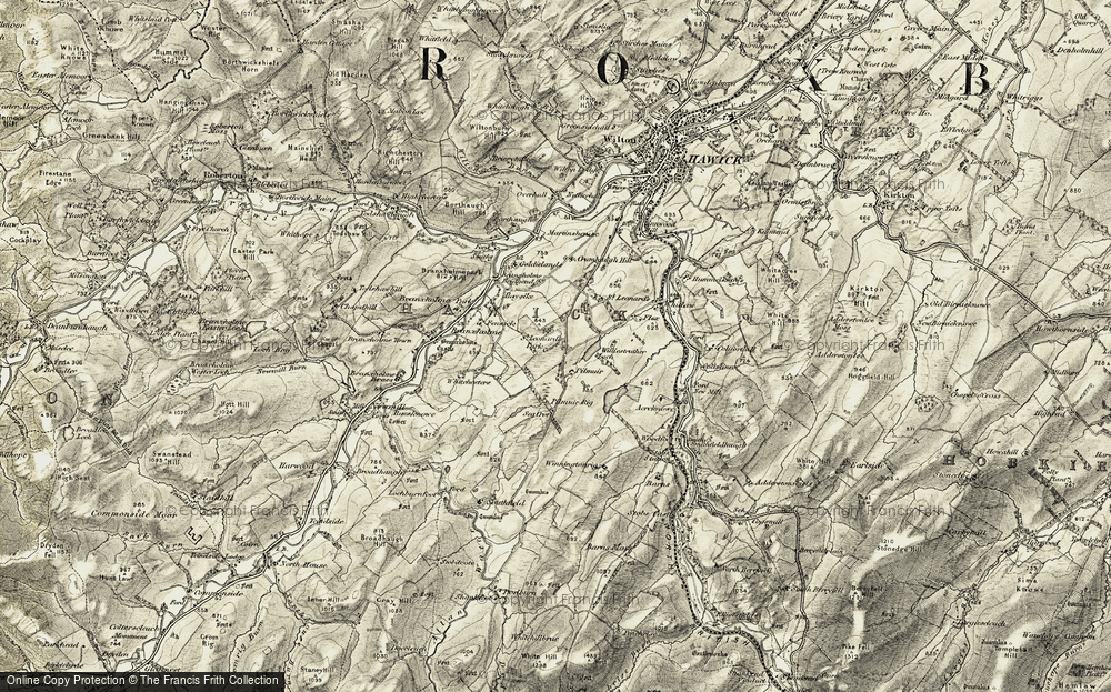 Old Map of Historic Map covering Branxholm in 1901-1904