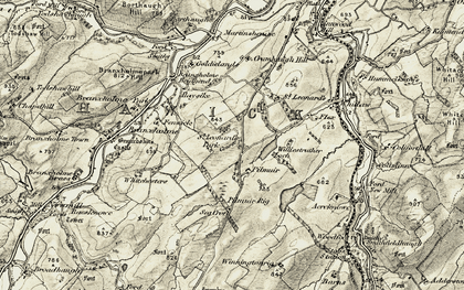 Old map of Branxholm in 1901-1904