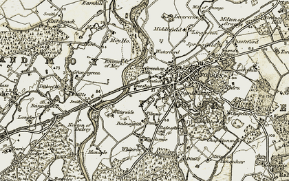 Old map of Broom of Moy in 1910-1911