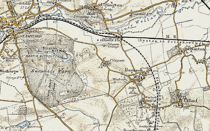 Old map of Pilsgate in 1901-1903