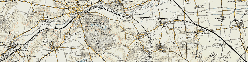 Old map of Pilsgate in 1901-1903