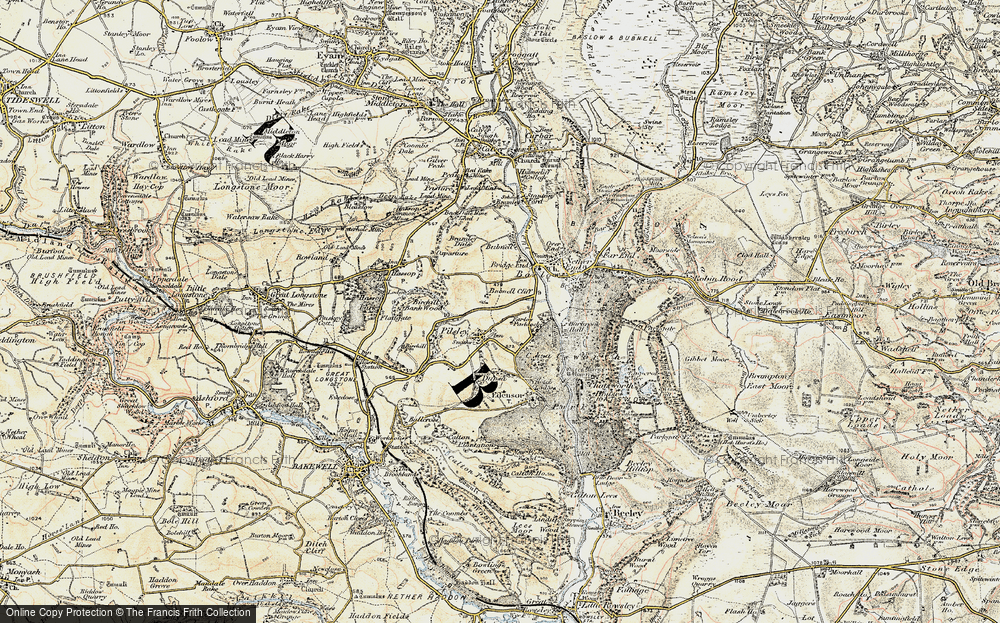 Old Map of Historic Map covering Bubnell Cliff in 1902-1903