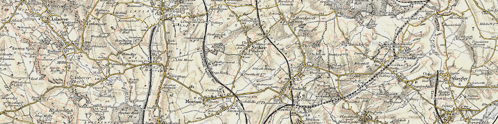 Old map of Pilsley Green in 1902-1903