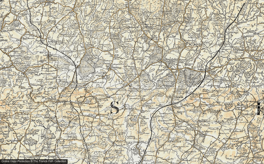 Old Map of Piltdown, 1898 in 1898