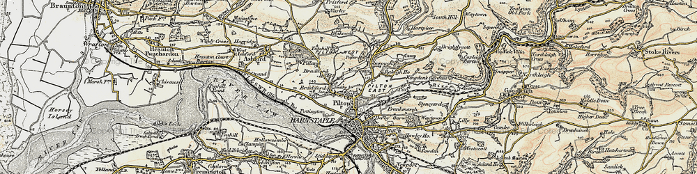 Old map of Pilton in 1900