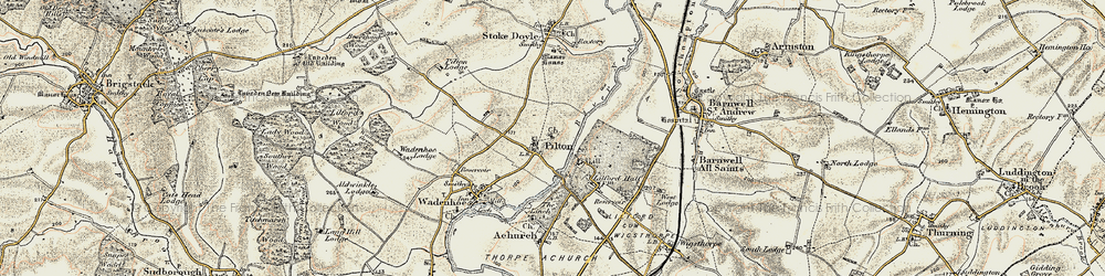 Old map of Pilton in 1901-1902