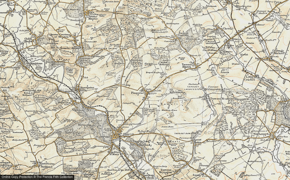 Old Map of Pimperne, 1897-1909 in 1897-1909