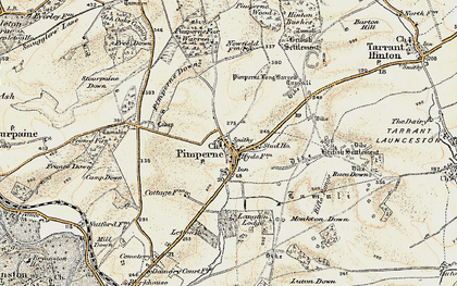 Old map of Pimperne in 1897-1909