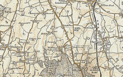 Old map of Pimperne in 1899