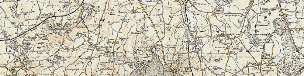 Old map of Pimperne in 1899