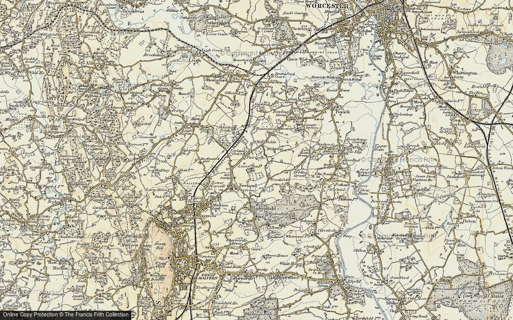 Old Map of Historic Map covering Brace's Leigh in 1899-1901