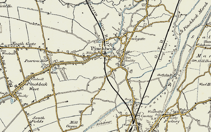 Old map of Pinchbeck in 1901-1903