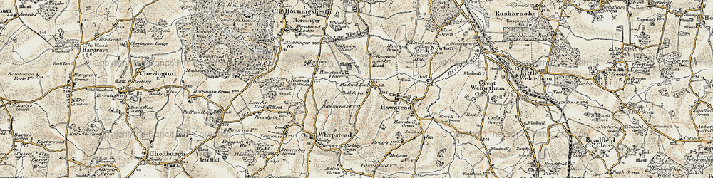 Old map of Pinford End in 1899-1901
